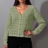 Women's Loose V-neck Hollow Out Versatile Knitted Long Sleeved Cardigan Top