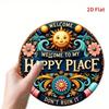 Vintage Welcome Sign Round Iron Wall Art for Patio Garage Door Decoration Halloween Home Decor
