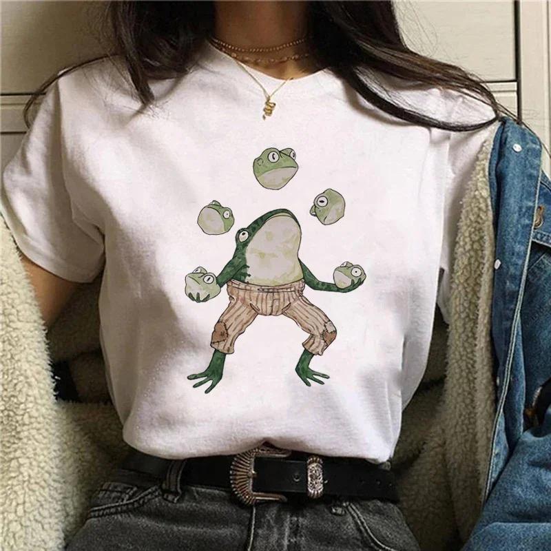 Leisure Academy Style Cartoon Frog T-shirt Spring Summer Leisure Large Women's T-shirt Ulzzang Harajuku Fashion Versatile Short