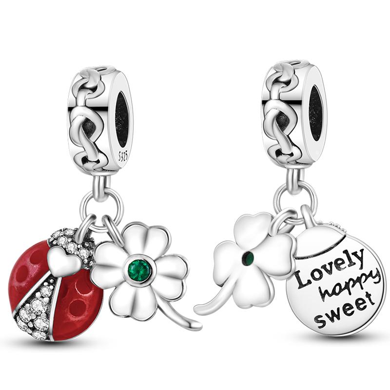 Blue Sea Turtle Charms Beads Copper Heart Clover Sunflower Devil Palm Fit Original Bracelets Guard Bead Diy Jewelry