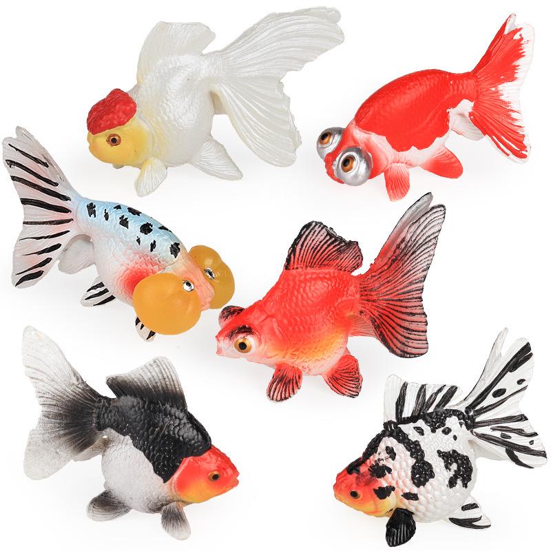 Children's Realistic Goldfish Tank Ornaments - Red-Capped and Gilded Skygazing Design