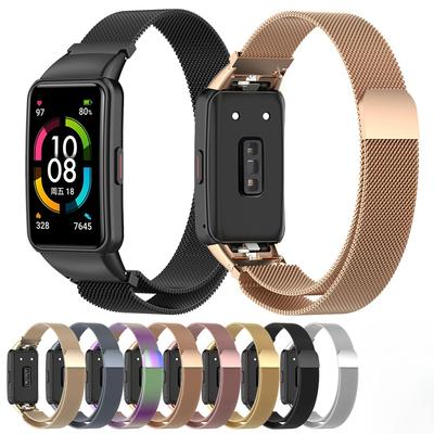 Huawei Band 6 Akıllı Bileklik İçin Çelik Milan Manyetik Döngü Kayışı Huawei Honor Band 6 İçin Yedek Bilezik Metal Bilek Kayışı