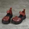 Johnature Retro Lightweight Thick Soled Sandals Genuine Leather Roman Women's Platform Shoes