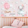 Cute Elephant Hot Air Balloon Clouds Wall Stickers Self-Adhesive for Kids Room Nursery Kindergarten Home Wall Decor