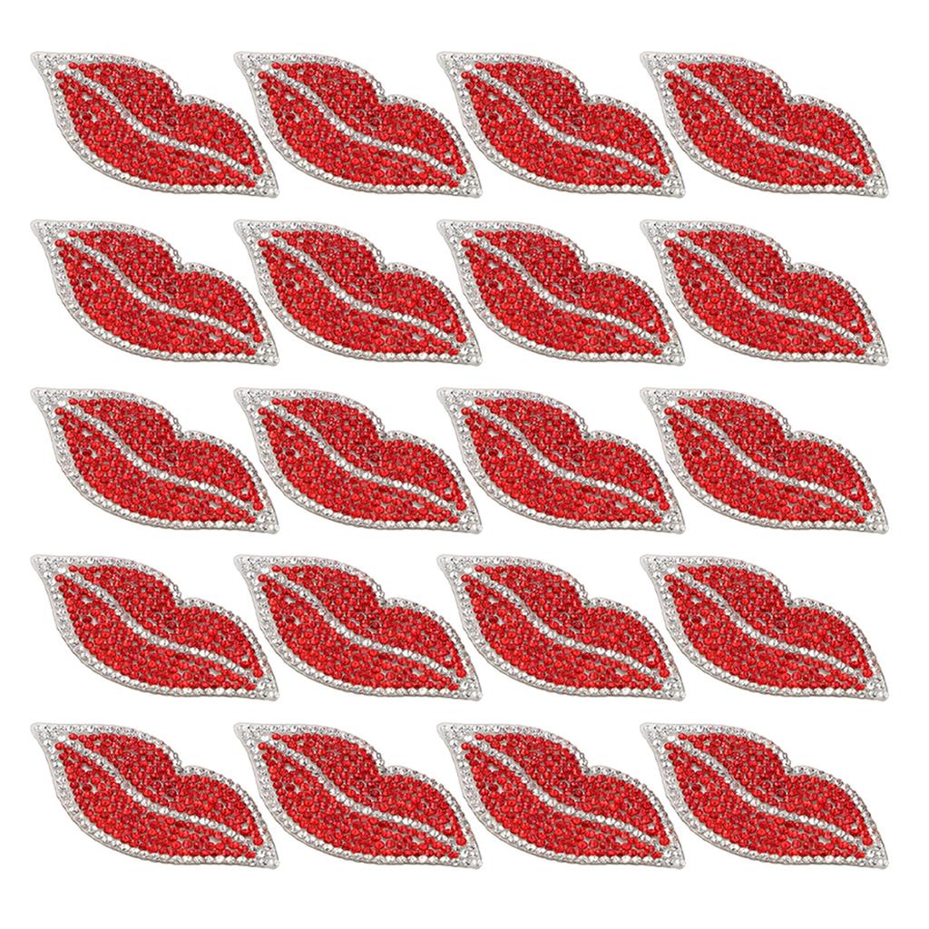 20Pcs Red Lip Rhinestones Resin Crystal Hot Diamond Pattern Clothing Decoration DIY Accessories