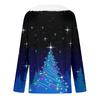 Women's Fashion Casual Long Sleeve Christmas Printed Plush Collar V-Neck Top