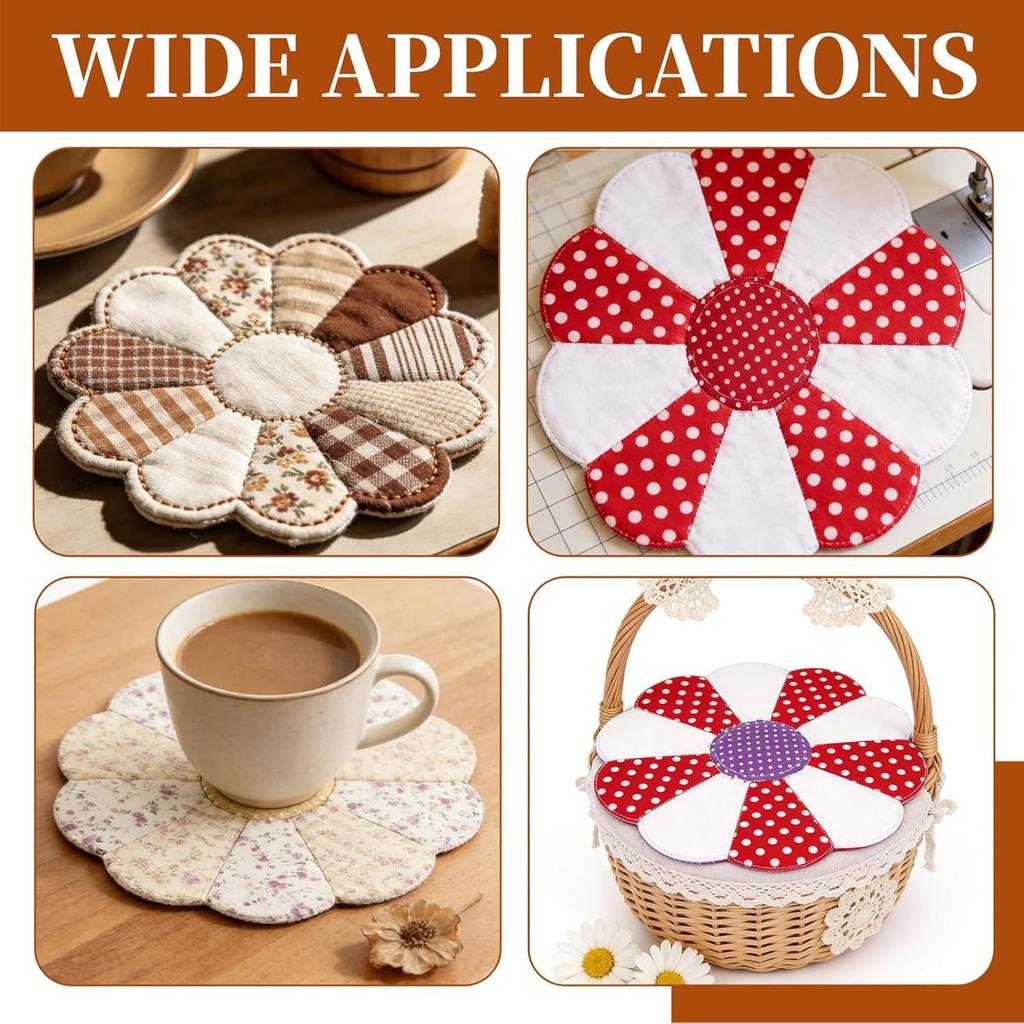 88PCS Paper Piecing Templates Flower Shaped Paper Quilting Supplies for Sewing White 88PCS Set