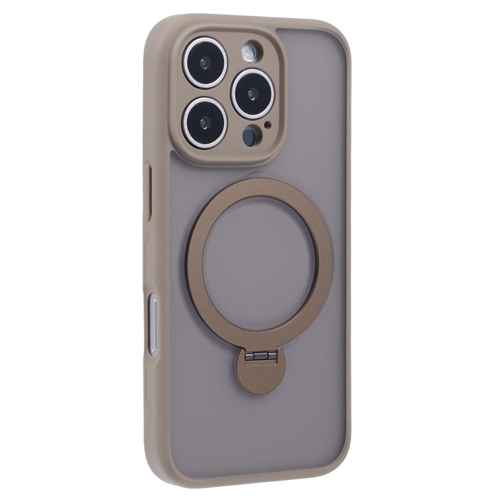 For iPhone 16 Pro Max Case Compatible with MagSafe Matte TPU+PC Phone Cover Kickstand Ring Holder