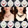 1 Set Multicolor Flowers Crystal Jewelry Set Enamel Pearl Necklace Earrings Set Exquisite Luxury Bridal Jewelry Set Banquet