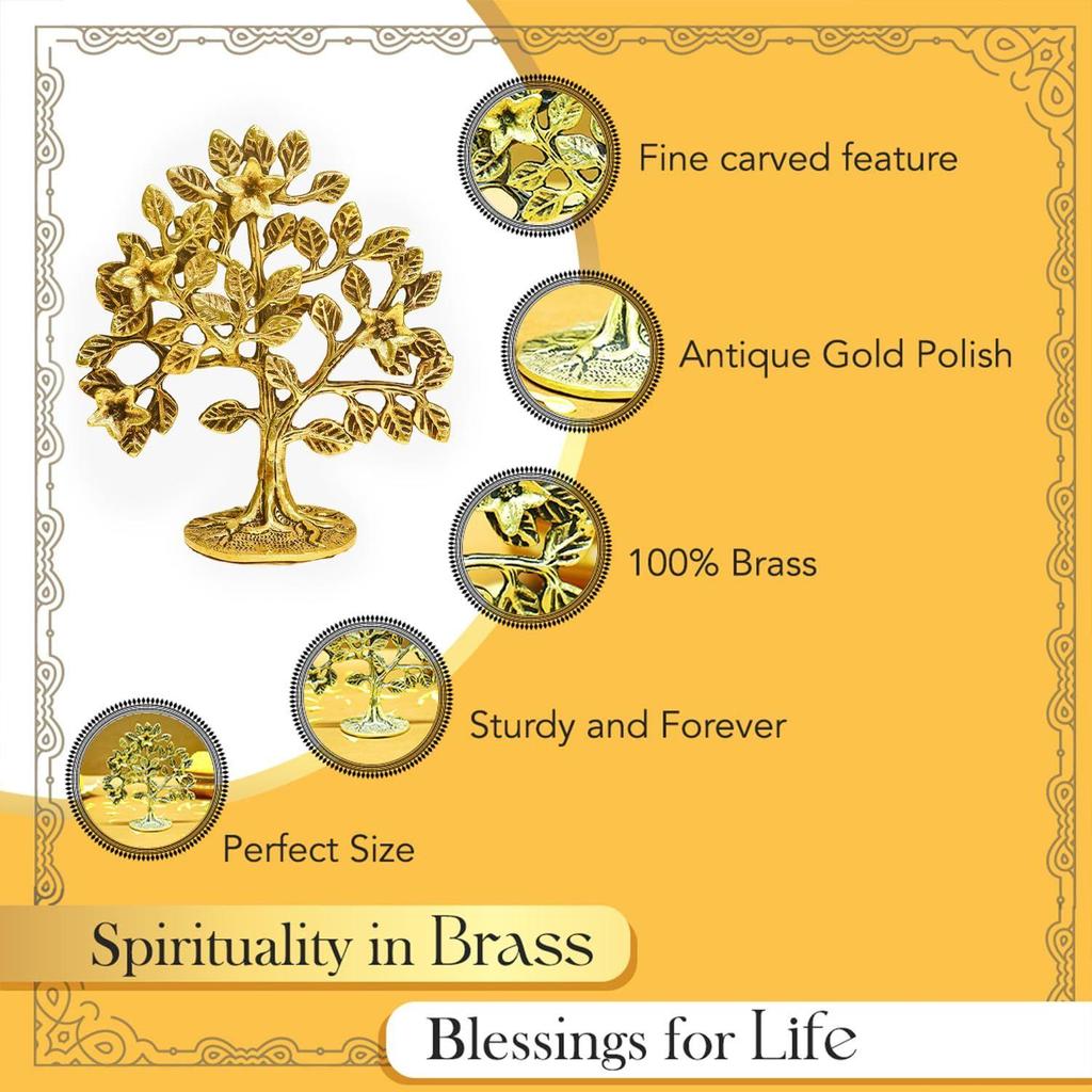 100% Pure Brass Kalpavriksha Tree (6 Inch) for Home Decor Living Room Puja | Big Kalpvriksh Showpiece for Fengshui Vasthu