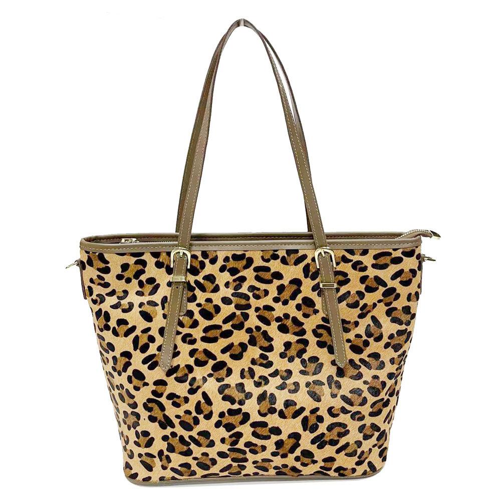 Wind Handtasche Leder Leopardenmuster Pferdehaar Mode Umhängetasche Pendler Tragetasche