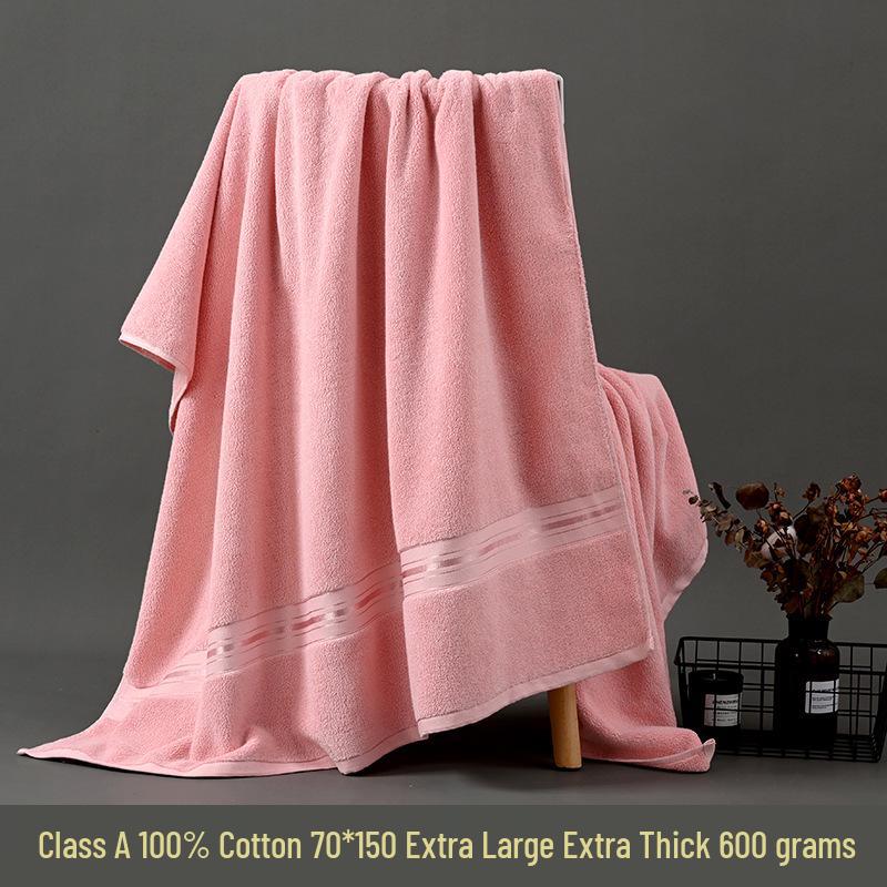 Premium Large Class A Pure Cotton Bath Towel 70x140cm, Thickened with Polyester-Cotton LOGO, Ideal for Beach or Gift, Supermarket Class B