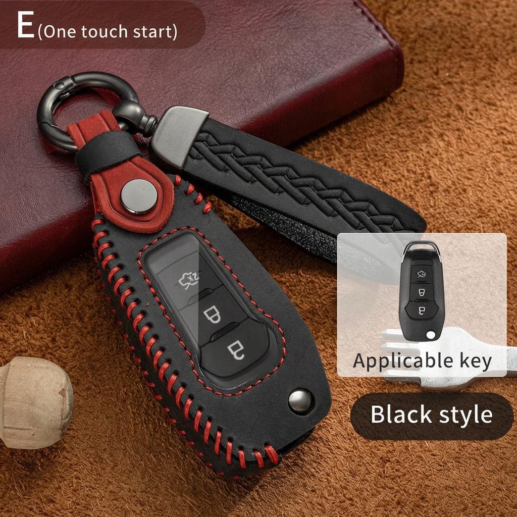 Leather Key Case For Ford Fusion Edge Explorer Mustang Escape F-150 Fiesta Ecosport Ranger Focus Mk3 Kuga Mk2 Cmax Key Fob Cover
