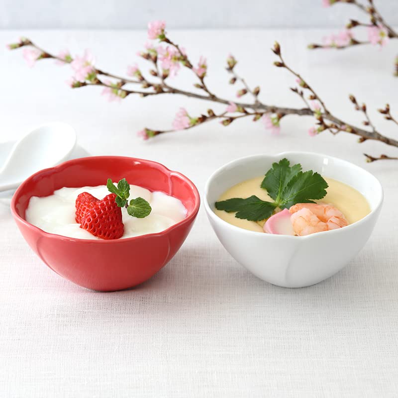 EAST table Small bowl 12cm Red and white Flower Red Made in Japan Microwave safe Dishwasher safe Japanese tableware Serving plate 31-011-01