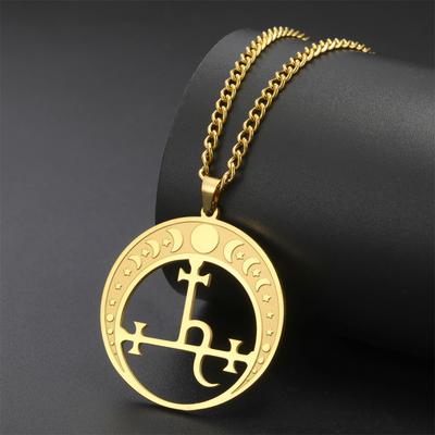 Lilith Demon Seal Necklace Stainless Steel Vintage Satan Solomon Symbol Pendant Choker Amulet Jewelry Gift