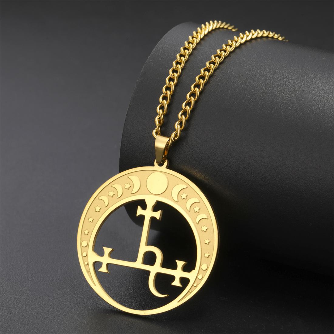 Tuiying-003 Jewelry & Bijouterie Women's Lilith Demon Seal Necklace Stainless Steel Vintage Satan Solomon Symbol Pendant Choker Amulet Jewelry Gift