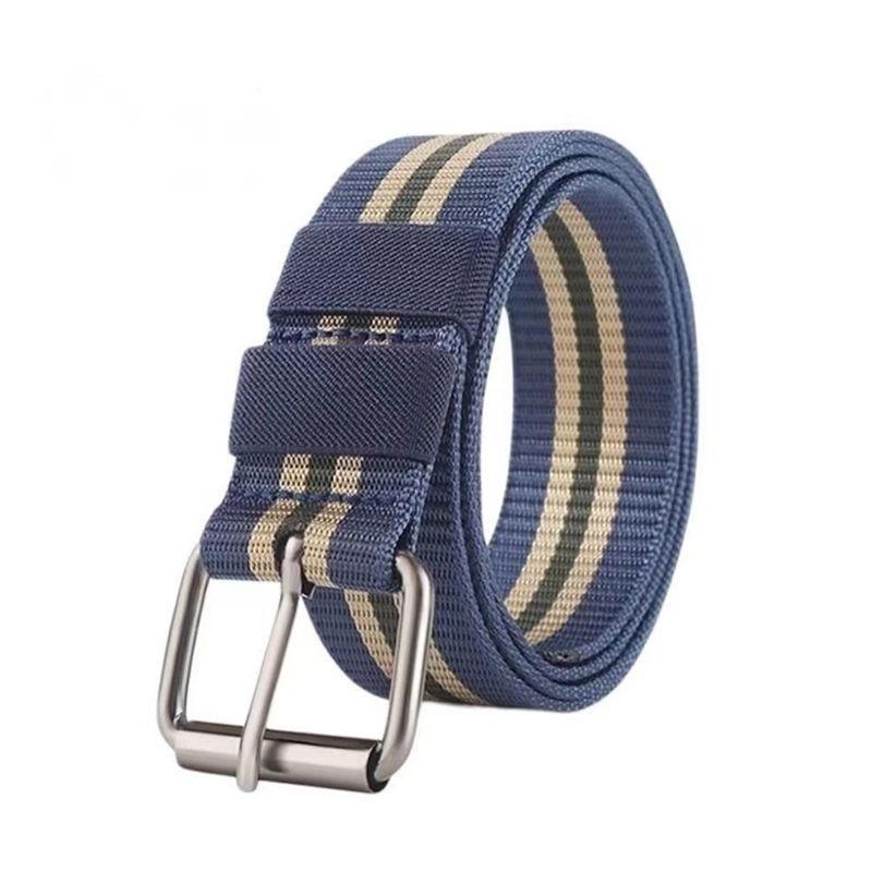 

Men Canvas Military Tactical Belt Man Alloy Pin Buckle Stripe Jeans Belts Men Drill Hole Belts 120cm Темно-синій