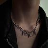 Punk Metal Kegelförmiger Anhänger Halskette für Damen Minimalistisch Gotisch Silberfarbe Weidennagel Quaste Kette Schlüsselbein Kette Schmuck