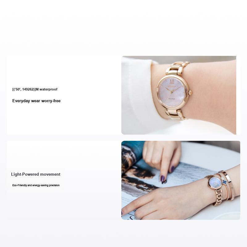 Citizen Flower Whisper Series Eco-Drive Fashion Simple Quartz Watch Stainless Steel Strap Women watches Gold EM0533-82Y Rose Gold