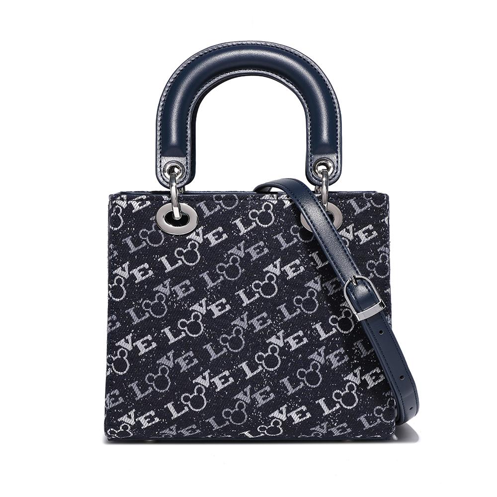 New Disney Mickey Series PU, Textile Mixture One Shoulder Handbag Women's Blue BMK-71667L