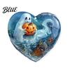 Decorative Car Rearview Mirror Pendants Halloween Ghost Keychain, Spooky Pumpkin Keyring Pendant, Durable Double Sided Printed Charms Cute Heart