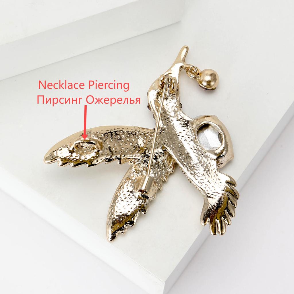New Rhinestone Hummingbird Brooches for Women Unisex Glass Animal Pins Event Party Backpack Decoration Clothes Accessories