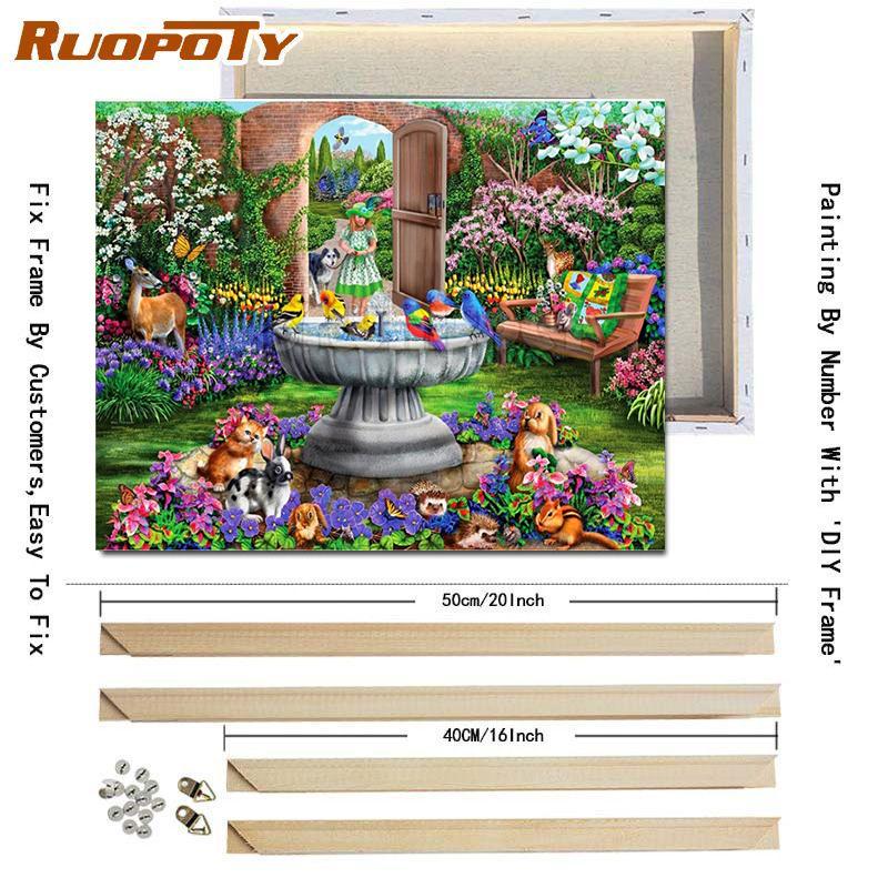RUOPOTY DIY Frame Oil Painting By Numbers Daisy Flower Acrylic Home Decor On Canvas Wall Art Picture Rose For Living Room