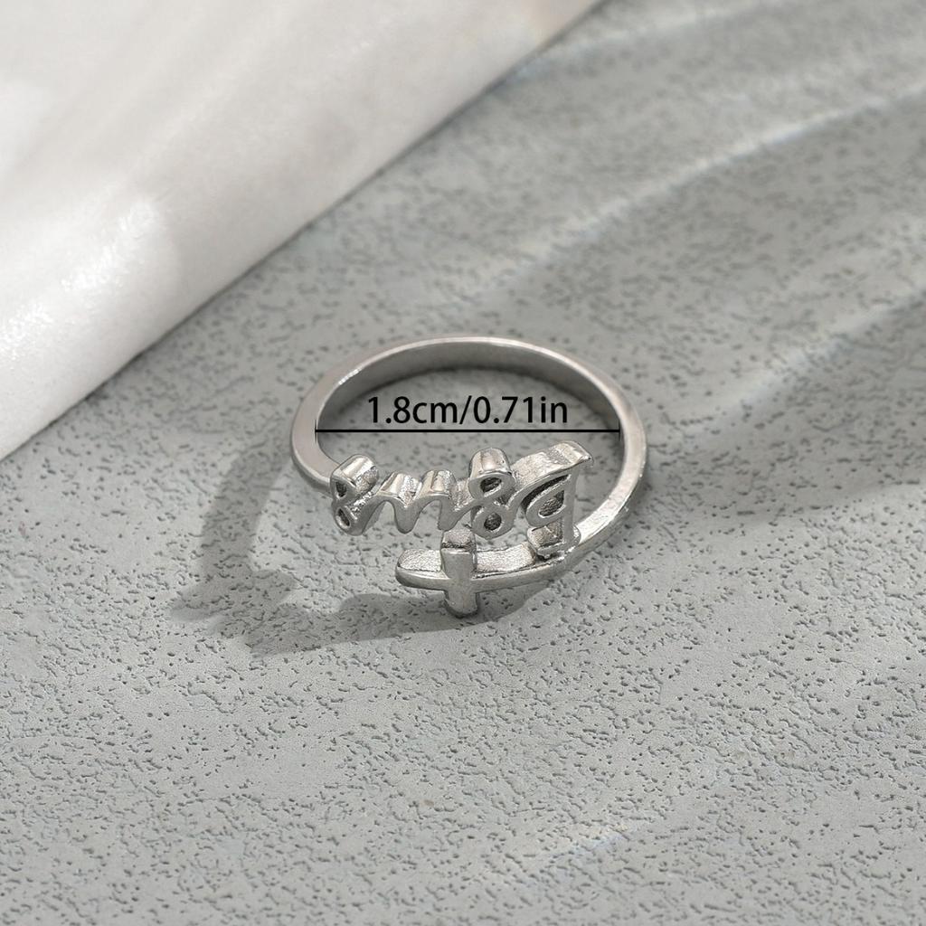 Wind Ladies Ring, Geometric English Alphabet Cross Design High-end Open Ring Versatile