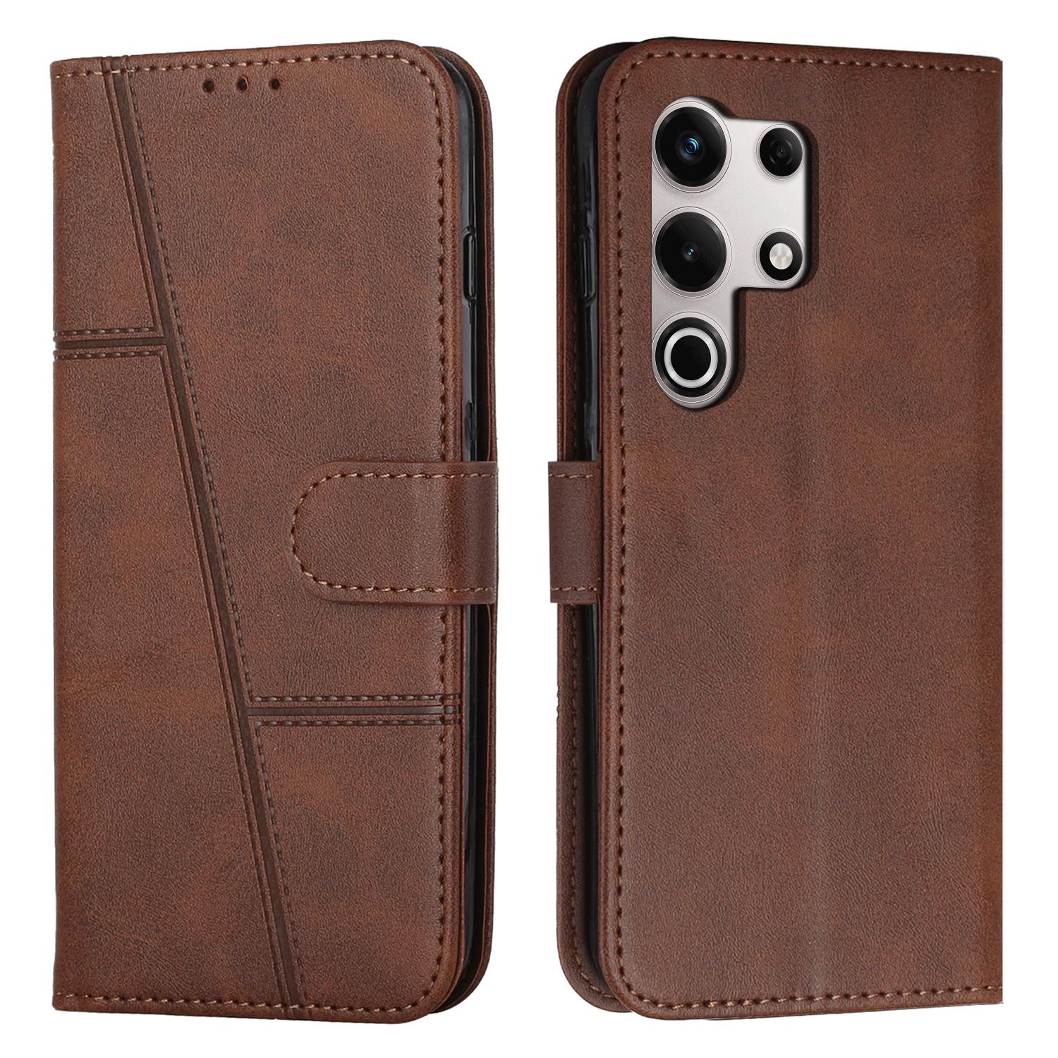 

For itel S25 Ultra Case Leather Stand Protective Phone Cover Brown