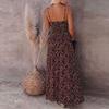 Women’s Floral Print Maxi Dress Sleeveless V Neck Adjustable Spaghetti Strap Long Summer Dress Casual Loose Fit Beachwear