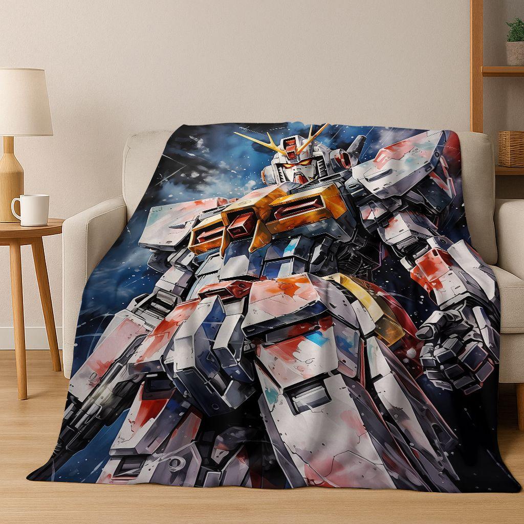 26 Style Gundam Cartoon Robot Flannel Blanket,Warm and Cozy Soft Throw Blanket for Home Bedroom Bed Sofa Picnic Office Cover