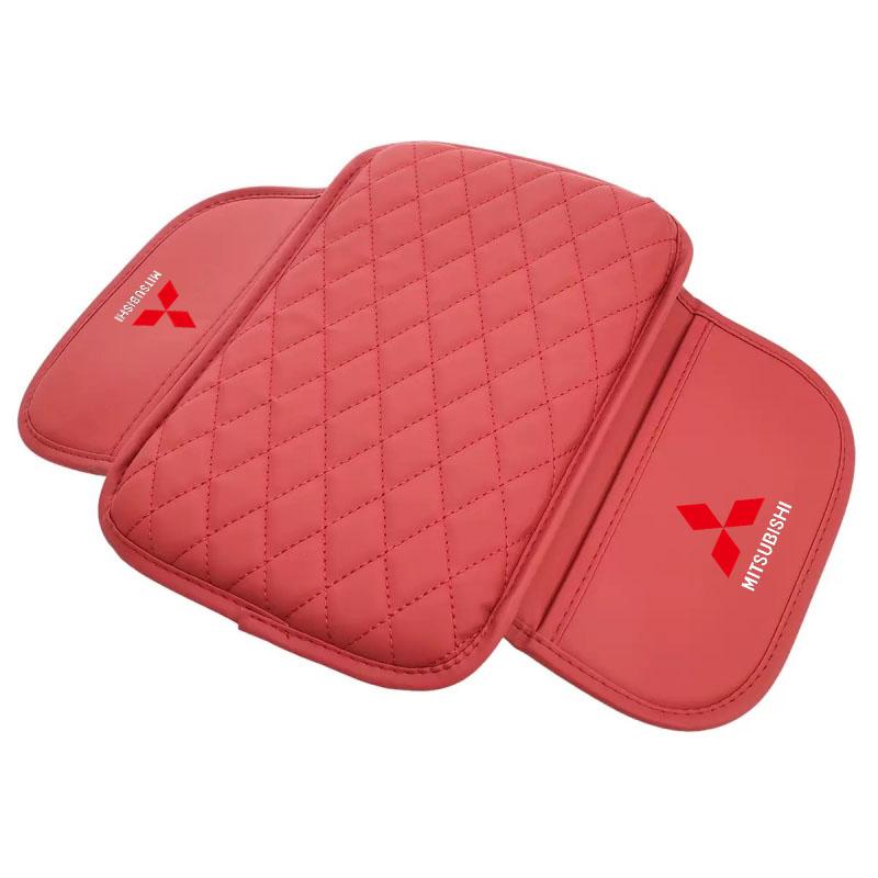 

Leather Car Armrest Box Pad Center Console Arm Rest Protector Storage Pocket for Mitsubishi Pajero Outlander Lancer Triton l200 красный