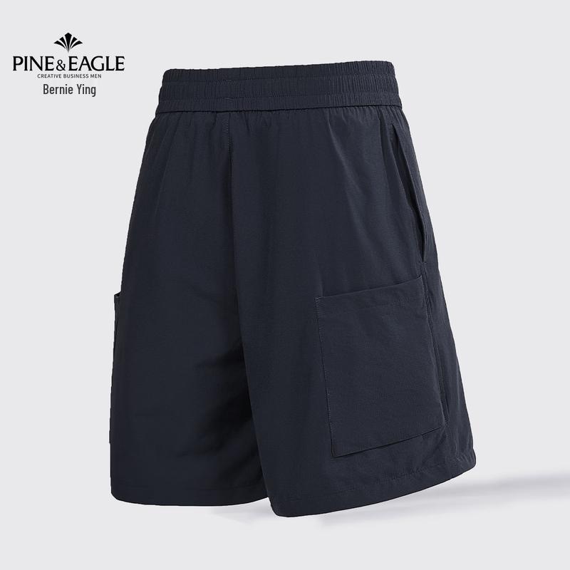 Bernie Yingge Men s Embroidered Ice Silk Breathable Shorts M чёрный