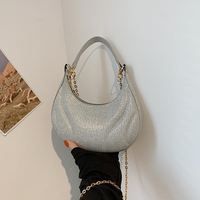 Stylish Crescent Shoulder Bag For Women 2024 Trendy Fashionable Pu Handbag With Zipper