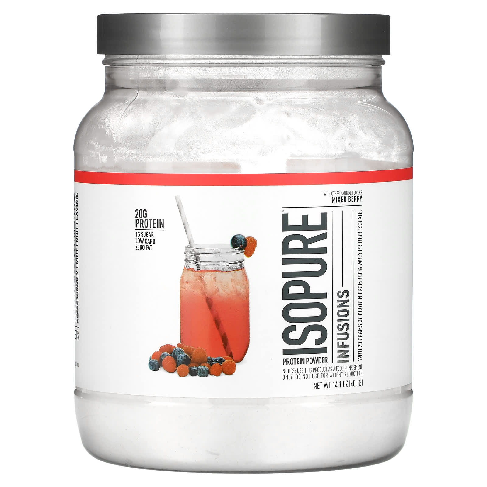

Isopure, Infusions Protein Powder, Mixed Berry, 14.1 oz (400 g)