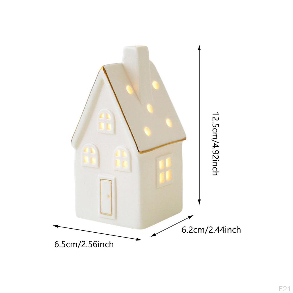 Weihnachtsdekoration Beleuchtete Statue Keramik Weihnachtsornament Tischfigur für Schaufenster Desktop