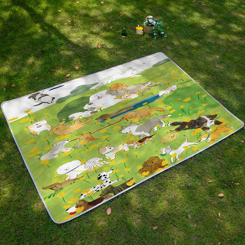 Little Adventurer Picnic Mat Moisture-proof Mat Picnic Cartoon Outing Puppy Spring Outing Portable Waterproof Insulated Lawn Mat
