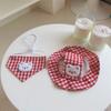 Plaid Bear Print Pet Hat And Triangular Bib Set For Cats And Dogs