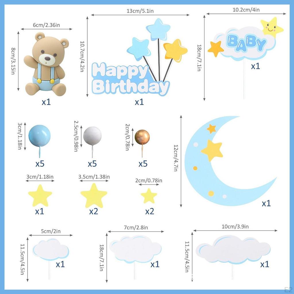 Bear Birthday Cake Toppers Cute Cupcake for Anniversary Celebrations