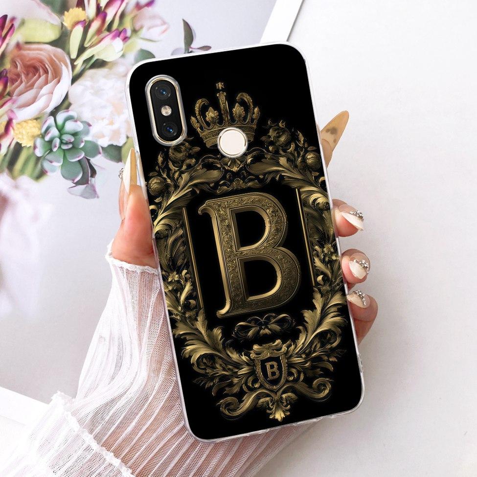 For Xiaomi Mi 8 Case Cover Transparent Luxury Crown A-Z Letters 2D Flat Pattern Soft Phone Casing M1803E1A