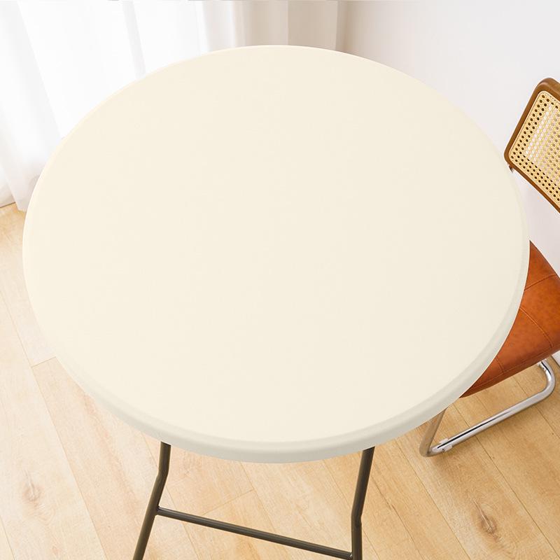 Elegant Milk Silk Round Tablecloth - Luxurious Light Feel & Elastic Fit, White Ins Style