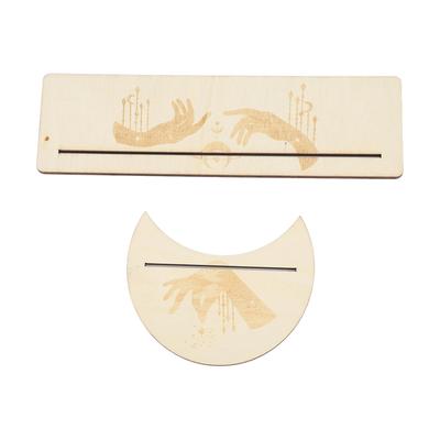 2 Pezzi Supporto Portacarte Tarot in Legno Stabile Forma di Luna e Rettangolare Espositore per Carte Tarot in Legno