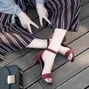 Fashion Summer Womens Roman Style Open Toe Low Heel Sandals With Buckle For Adults