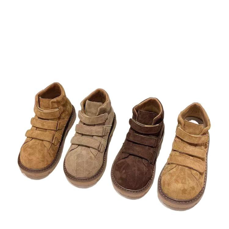 Yueyu Botas Martin de mujer 2025 nuevo otoño versátil resistente al desgaste súper fuego Velcro suela gruesa realzantes botines