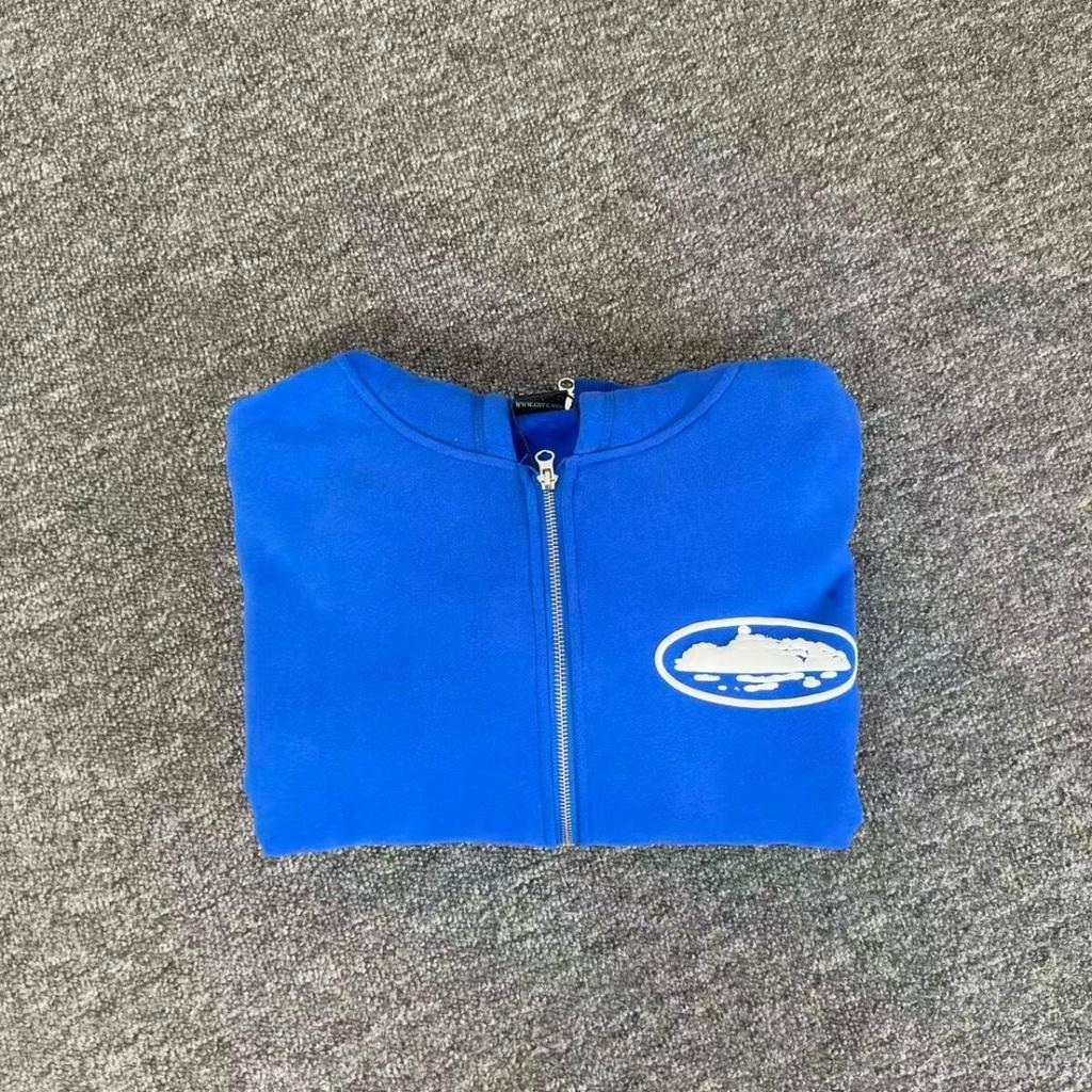 Corteiz Vibe Hip Hop Fleece gevoerde hoodie met rits voor heren