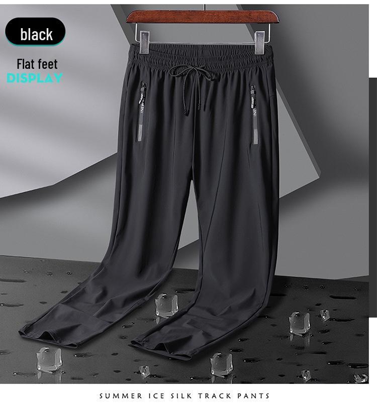Men's Quick-Dry Ice Silk Casual Pants: Breathable, Loose, Elastic Cuff, Summer Sports Wear