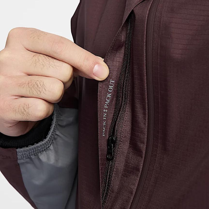 Nike Trail Serisi Storm-Fit Adv Günlük Minimalist Kapüşonlu Sert Kabuk Yürüyüş Su Geçirmez Rüzgar Geçirmez Nefes Alabilir Ceket Erkek Ceket Bordo Siyah FZ1085-652