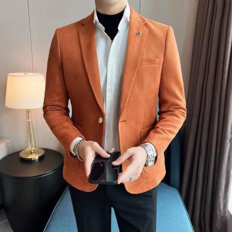 Fashion Suit Coat Men's Slim Fit Velvet Elegant Blazer Coat Business Casual Wedding Suit