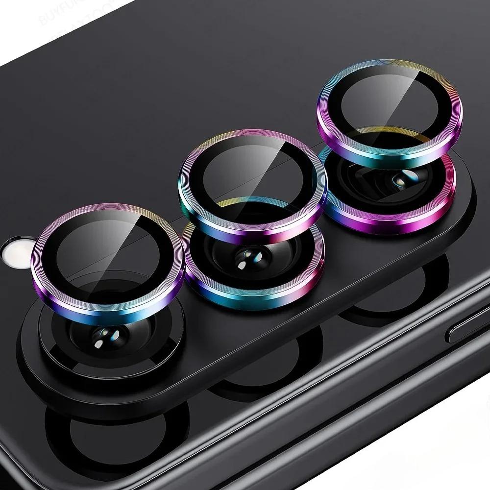 1Set HD Full Coverage Metal Ring Tempered Glass Lens Cover For Samsung Galaxy Z Fold 7 6 5 4 Anti-scratch Camera Protector Film