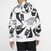 Nike Street Style Graffiti Print Mixed Hook Fleece-Lined Hoodie Men Tops Black White CJ6313-010